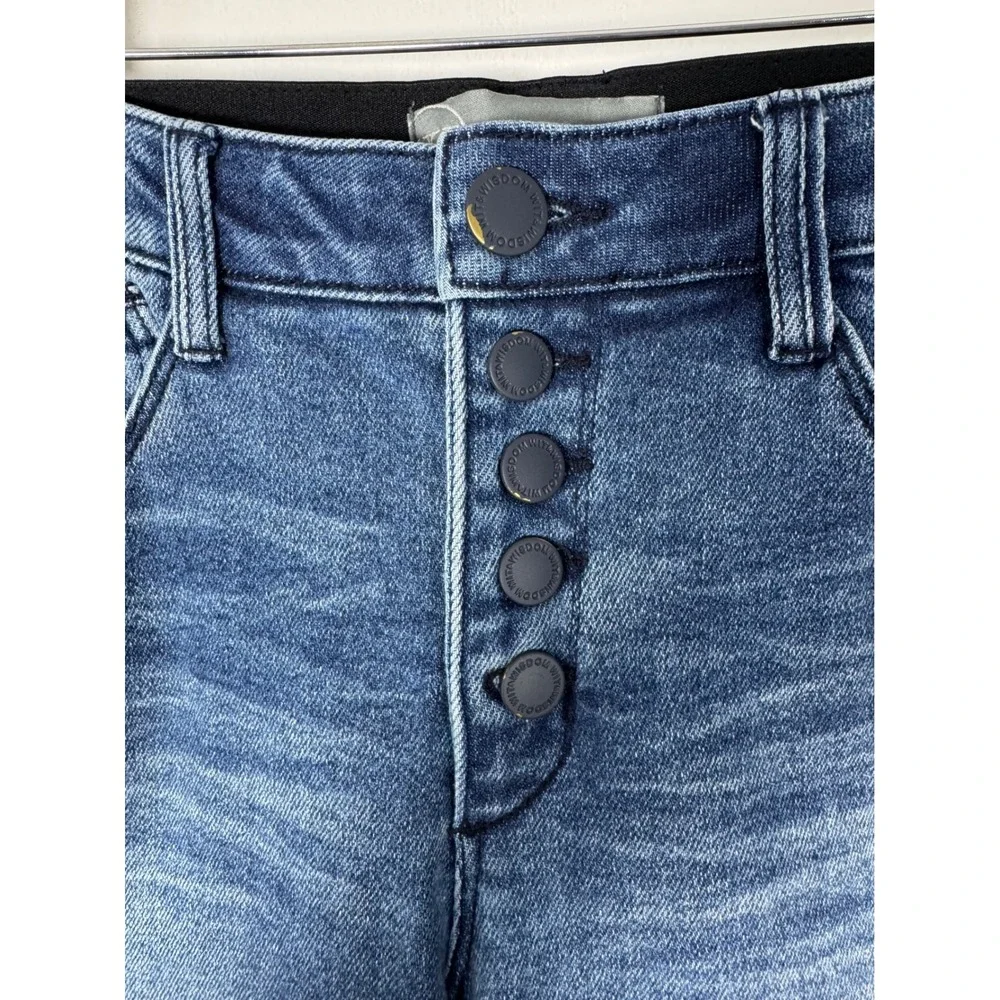 Boho Wit & Wisdom Women 4 Skinny Jeans Blue High Rise Ab-solution Button Fly Raw